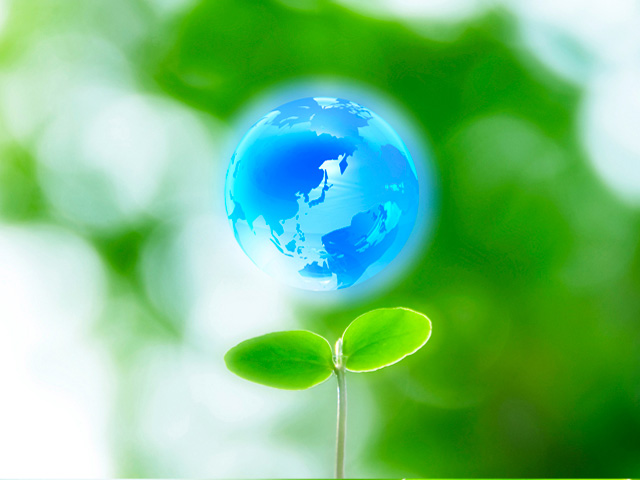 地球と葉っぱのイメージ